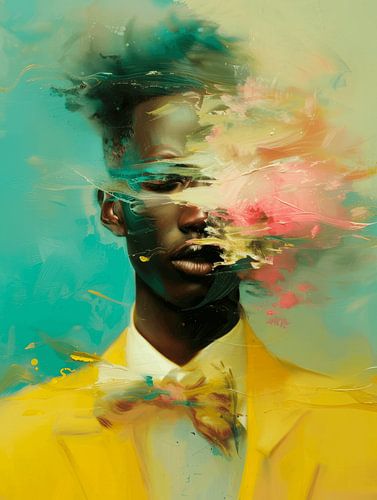 Modern abstract portret in pastelkleuren