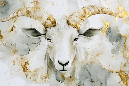 Abstracte geit met gouden details