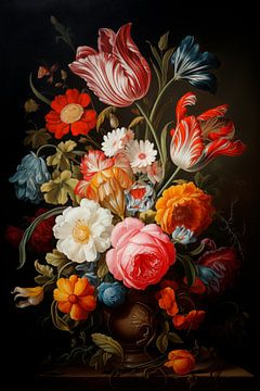 Klassiek stilleven met tulpen van Richard Rijsdijk