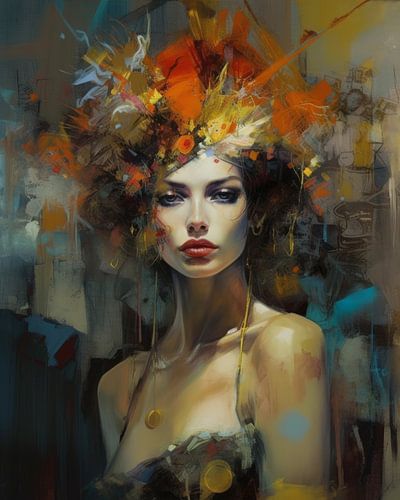 Kleurrijk en modern portret