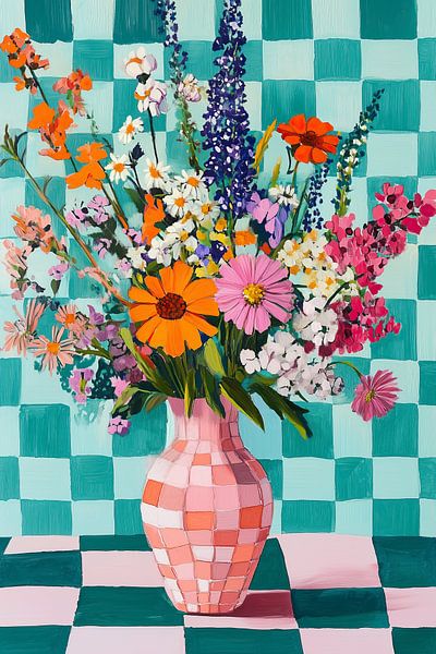 Feldblumen in einer rosa Vase von Thea