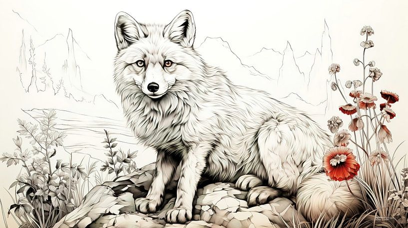 Federzeichnung eines Wolfes von Gelissen Artworks