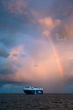 Schip met regenboog (staand) van Jan Georg Meijer