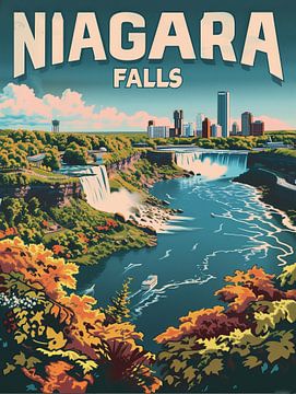 Niagara watervallen majesteit: Klassiek natuurwonder Kunstdruk van Travel Shop
