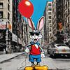 Crazy Bunny In New York with Balloon - Street Art von Team W 32 Gallery