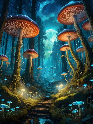 Betoverde paddenstoelen in het bos