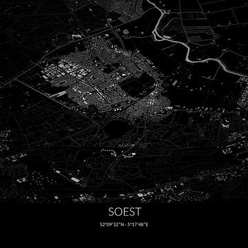 Black-and-white map of Soest, Utrecht. by Rezona