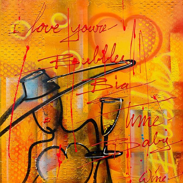 Love your Bubbles by Geoffrey Wijn - WINE ART GALLERY