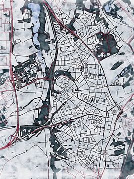 Kaart van Kerkrade in de stijl 'White Winter' van Maporia