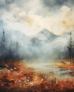 Landschap in zowel warme als koele kleuren van Studio Allee