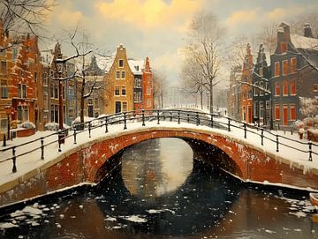 Amsterdam in de winter van Preet Lambon