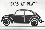 Schwarzer Volkswagen Käfer auf weißer Wand von Jan van Dasler Miniaturansicht