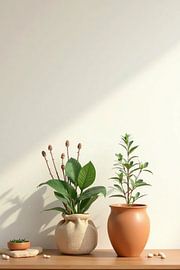 Minimalistisches Pflanzenstillleben - Beruhigende Wanddekoration mit natürlichem Stil von Kleurenrijk