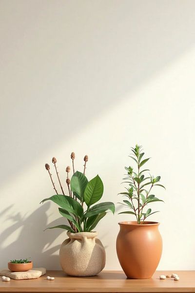 Minimalist Plant Still Life - Calming wall decoration with natural style by Kleurenrijk