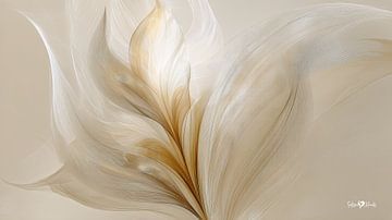 blanc et or - fleurs et plumes sur Gelissen Artworks