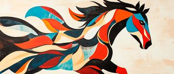 Colourful horse movement in abstract art by Poster Art Shop