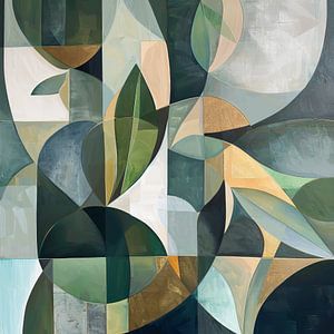 Peinture abstraite feuilles | Green Leaf Symphony