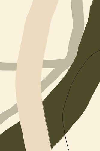 Moderne abstracte minimalistische organische vormen in groen, beige, zwart VI
