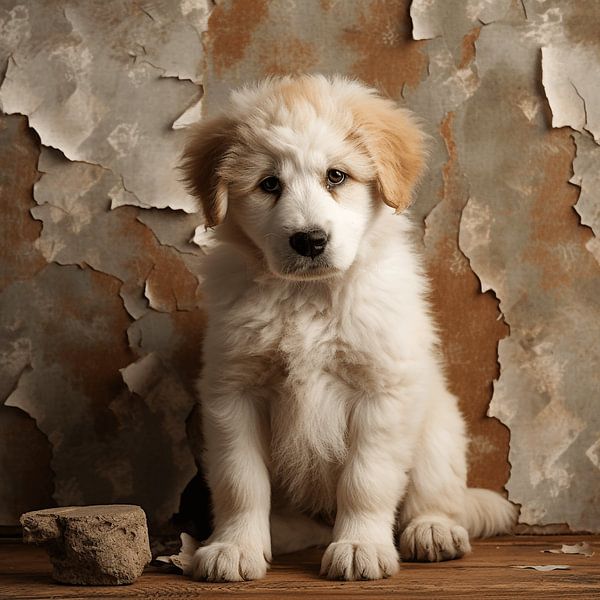 The Curious Pyrenean Mountain Dog puppy by Karina Brouwer