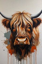 Abstracte Highland Koe in Kleurrijke Stijl van Art & Soul Creations