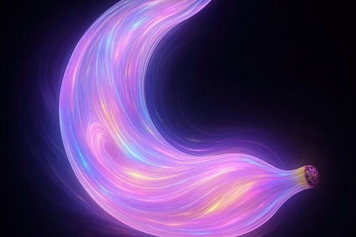 Neon banaan met lichtsporen