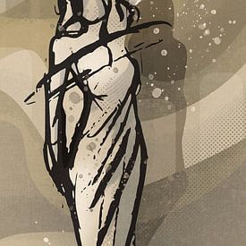 Abstract Female Figure - Minimalist Line Art in Earth tones | Modern Wall Decoration by Emiel de Lange