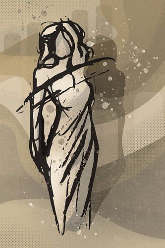 Abstracte Vrouwelijke Figuur – Minimalistische Lijnkunst in Aardetinten | Moderne Wanddecoratie