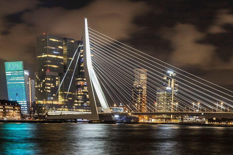 25 jaar De Zwaan, Erasmusbrug in Rotterdam, in de avond van Karin Riethoven