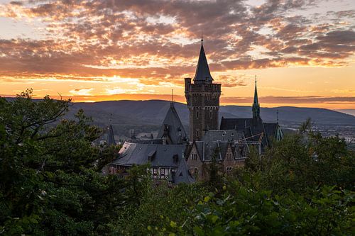 Wernigerode Castle at sunset
