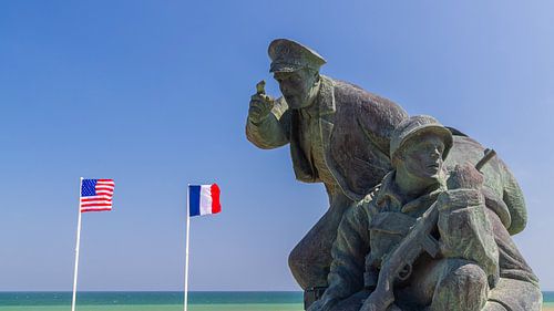 Monument sur la plage d'Utah Beach, Normandie, France