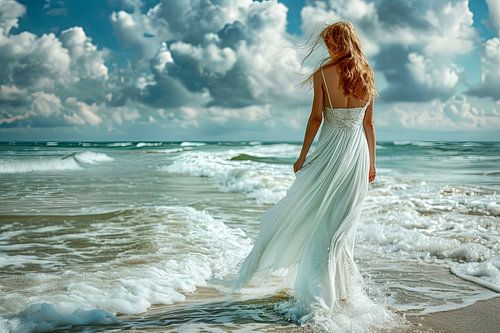 bruid in de branding