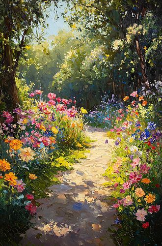 Bloementuin in volle bloei