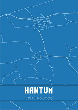 Blauwdruk | Landkaart | Hantum (Fryslan) van Rezona