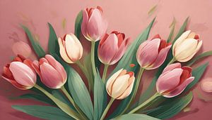 Frühlings Tulpen Blumen auf rosa Hintergrund