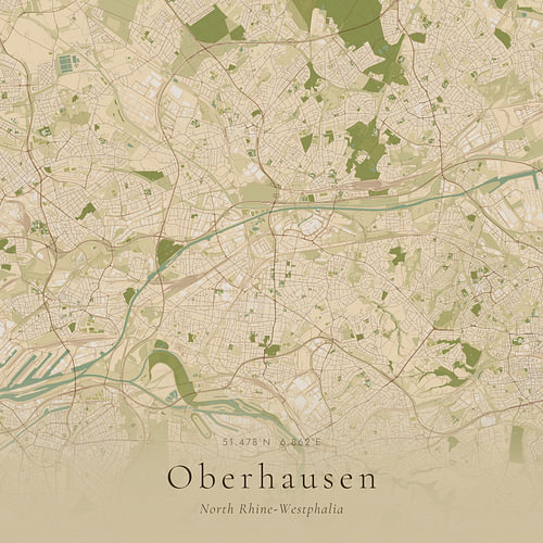 Historische Landkarte von Oberhausen, Deutschland