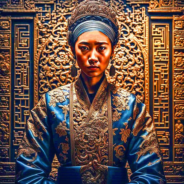 Oriental beauty in gold and blue. by Ineke de Rijk