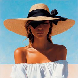 L'élégance estivale à la plage sur Poster Art Shop