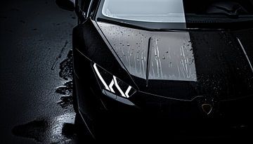 Zwarte Lamborghini portret panorama van Vladimir Komsikov