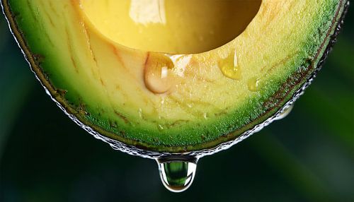 Gedetailleerde close-up van een verse avocado