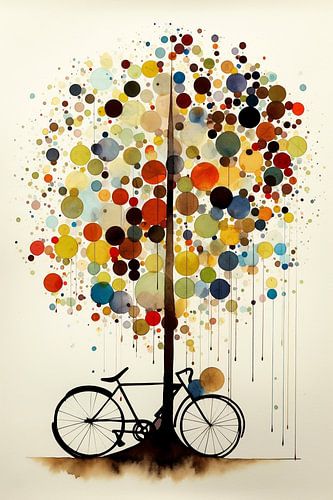 Old bicycle on a tree