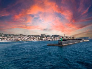 View over the city of Naples at the harbour in Italy by Animaflora PicsStock