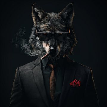 Wolf met sigaar en zonnebril van TheXclusive Art