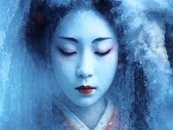Die Geisha im Eis - Expressive Illustration