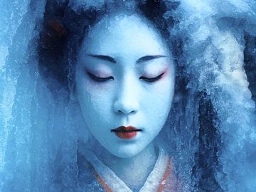 De geisha in het ijs - Expressieve illustratie van A.D. Digital ART