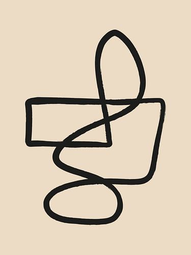 Beige & Schwarz Line Art