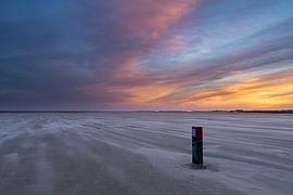 beach post with drift sand by Marjolein van Roosmalen