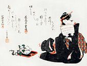 Japanse kunst ukiyo-e. Japanse vrouw door Hokusai. Vintage houtsnede print van Dina Dankers thumbnail