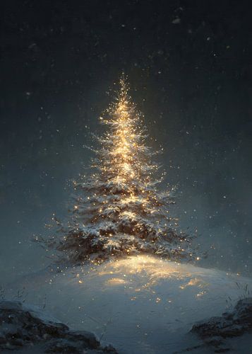 abstract schilderij kerstboom