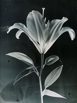 Artistic Black and White Photo of an Overexposed White Flower - Vintage Style and Surrealist Photography by Roger VDB