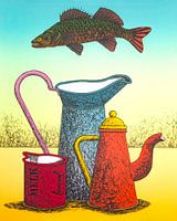 Krüge mit Fisch